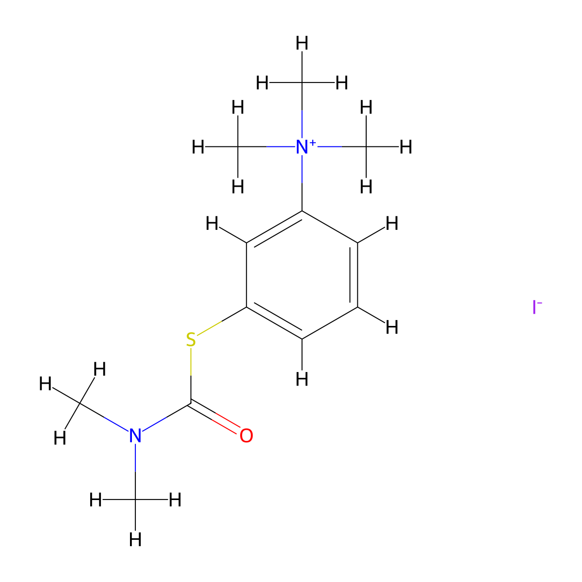 Ammonium, (3-mercaptophenyl)trimethyl-, iodide, dimethylcarbamate (ester) molecular structure, CAS 66968-02-3