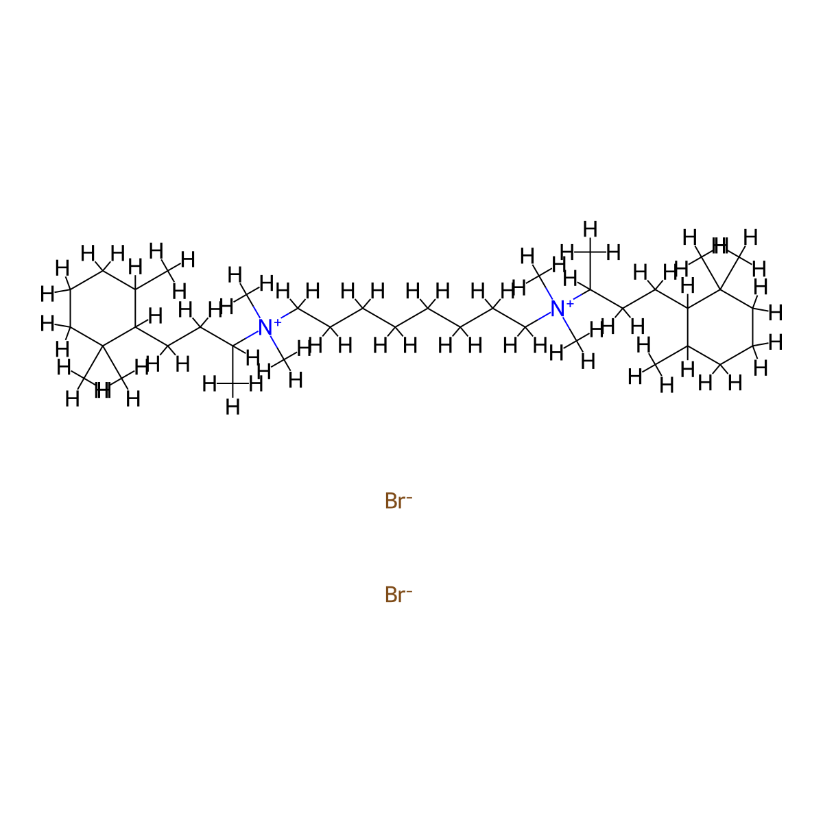 Ammonium, octamethylenebis(1-methyl-3-(2,2,6-trimethylcyclohexyl)propyl)bis(dimethyl-, dibromide molecular structure, CAS 66968-03-4