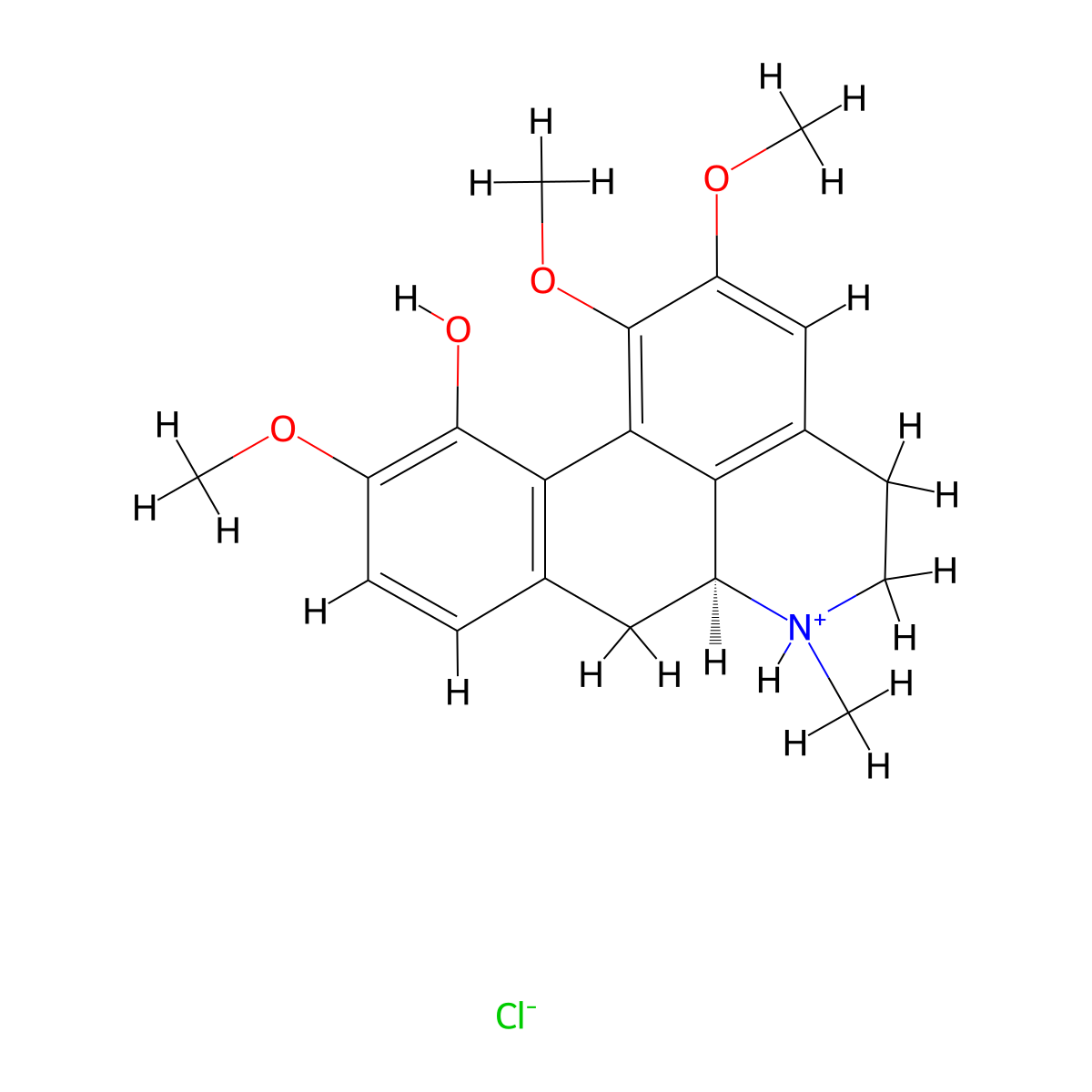 6a-alpha-APORPHIN-11-OL, 1,2,10-TRIMETHOXY-, HYDROCHLORIDE molecular structure, CAS 66968-08-9