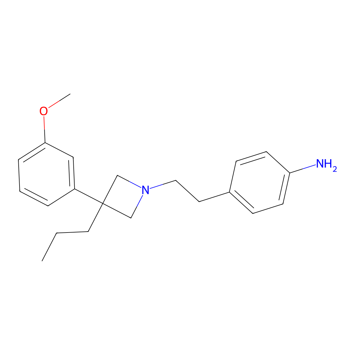 Azetidine, 1-(p-aminophenethyl)-3-(m-methoxyphenyl)-3-propyl- molecular structure, CAS 66968-18-1