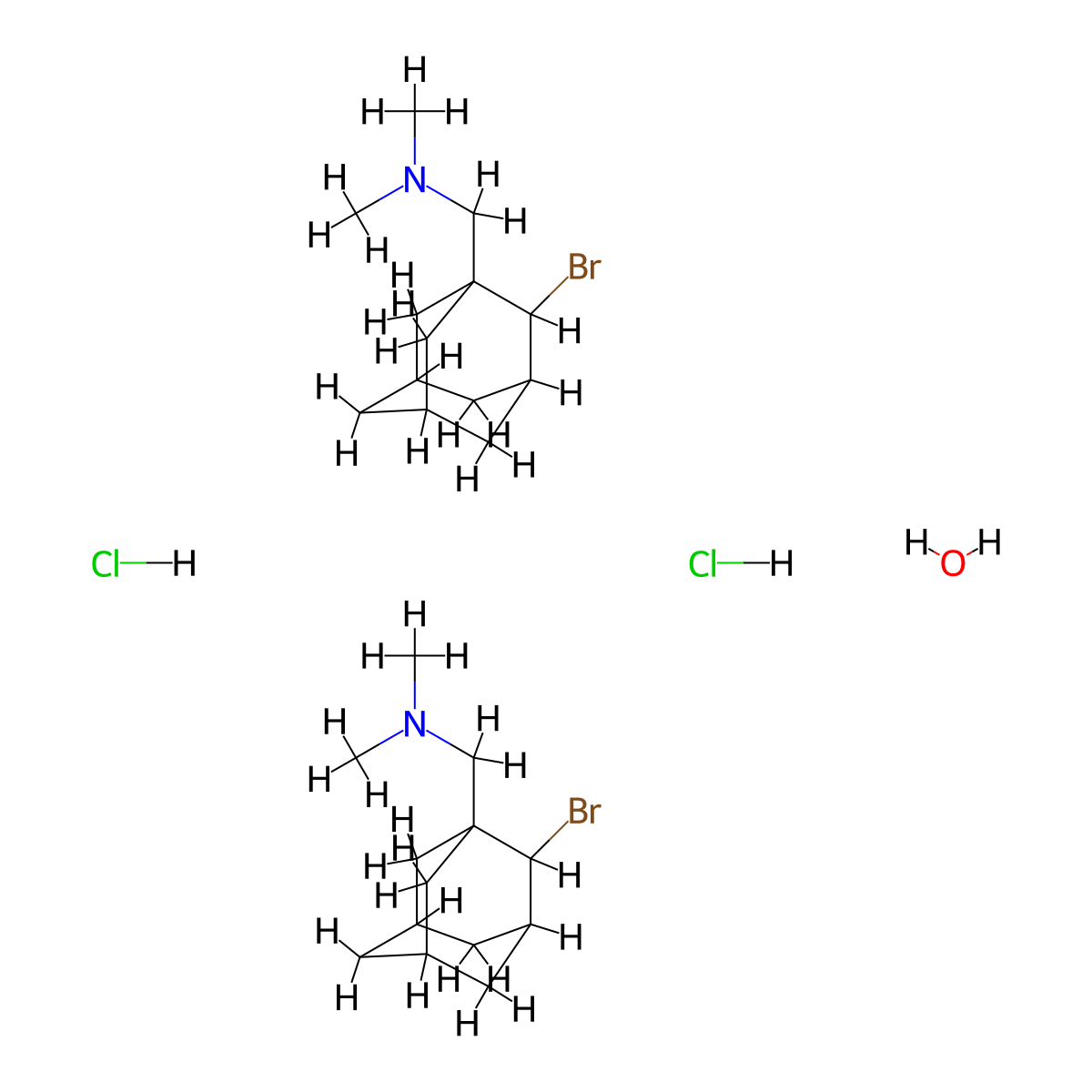 1-(2-Bromoadamantan-1-yl)-N,N-dimethylmethanamine--hydrogen chloride--water (2/2/1) molecular structure, CAS 66969-02-6