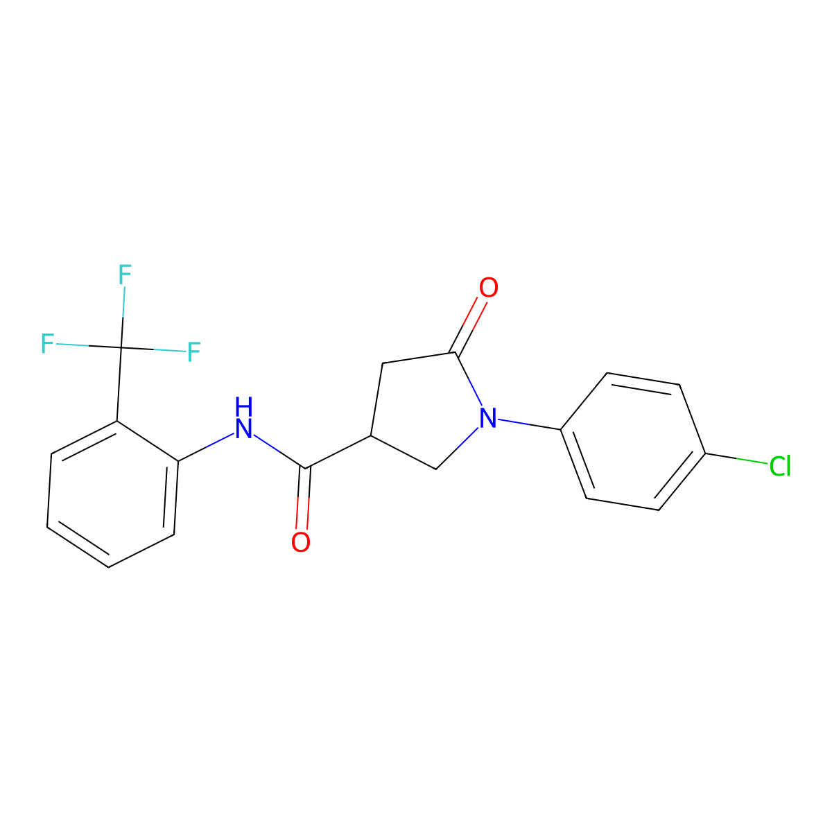 1-(4-chlorophenyl)-5-oxo-N-[2-(trifluoromethyl)phenyl]pyrrolidine-3-carboxamide molecular structure, CAS 669696-24-6