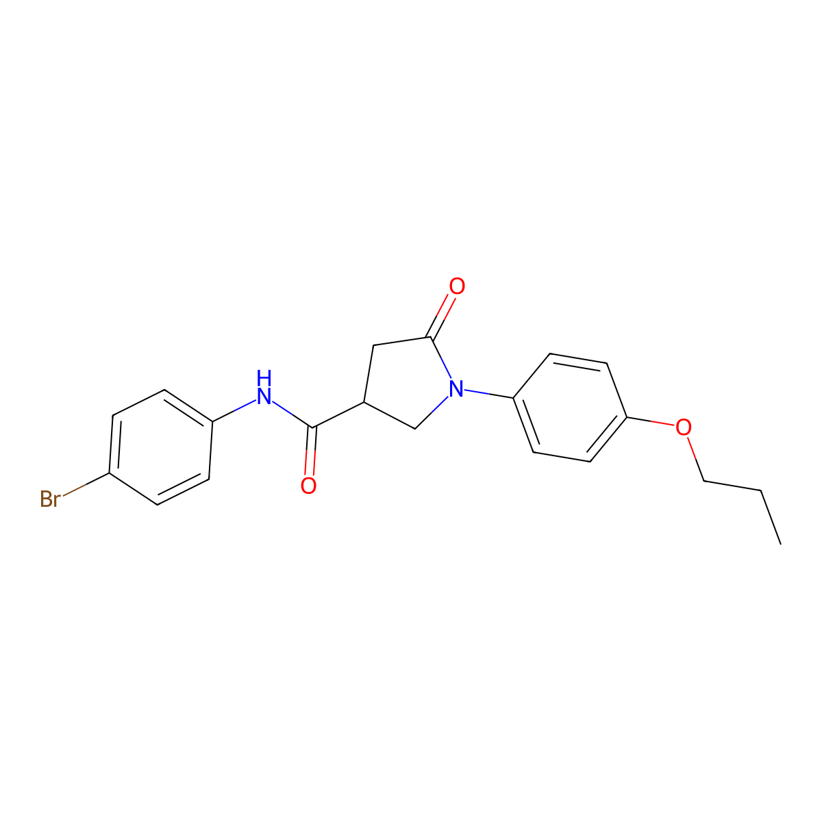 N-(4-bromophenyl)-5-oxo-1-(4-propoxyphenyl)pyrrolidine-3-carboxamide molecular structure, CAS 669696-38-2