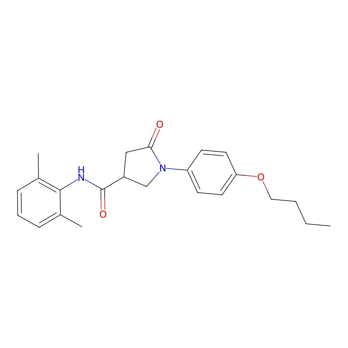 1-(4-butoxyphenyl)-N-(2,6-dimethylphenyl)-5-oxopyrrolidine-3-carboxamide molecular structure, CAS 669696-39-3