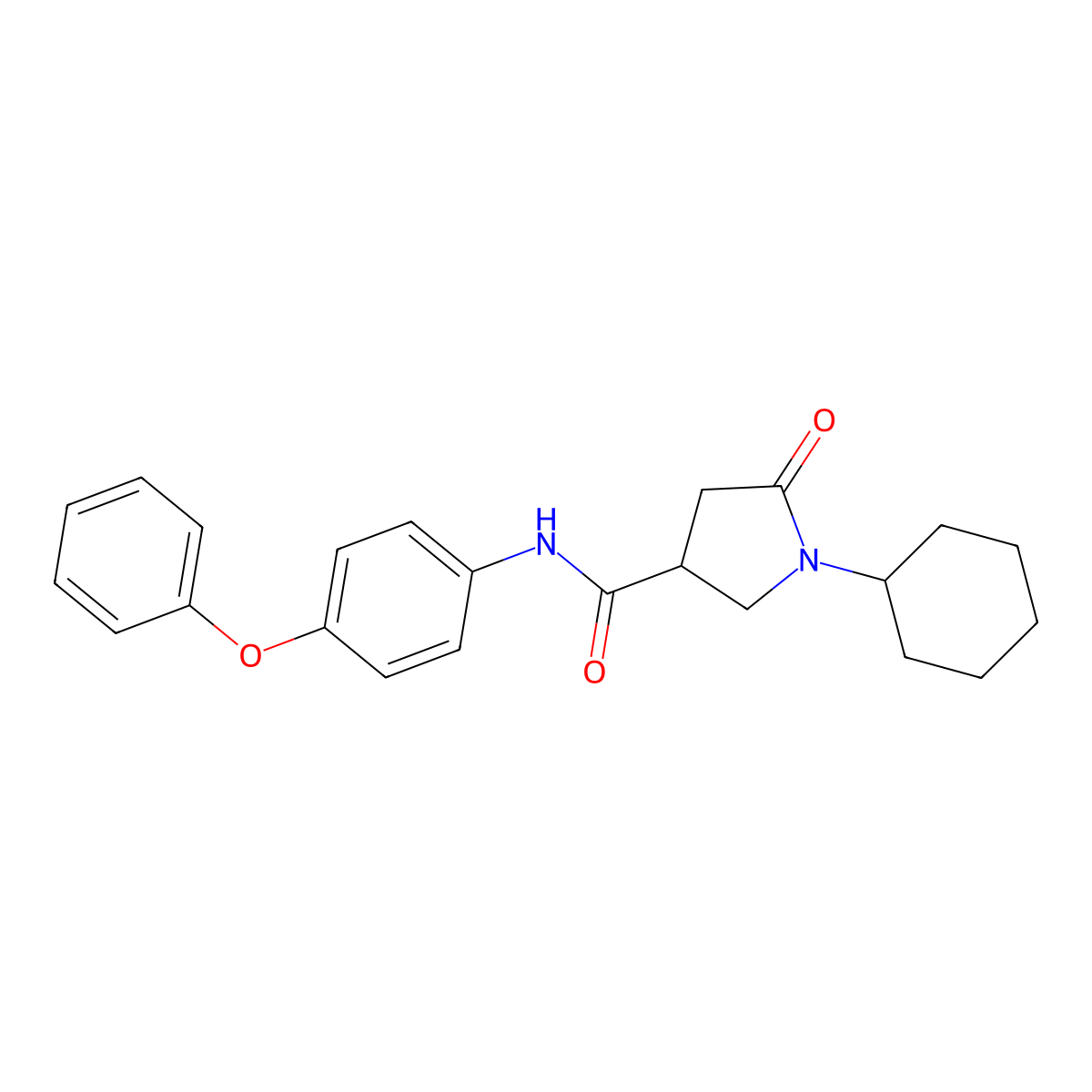 1-cyclohexyl-5-oxo-N-(4-phenoxyphenyl)pyrrolidine-3-carboxamide molecular structure, CAS 669696-41-7