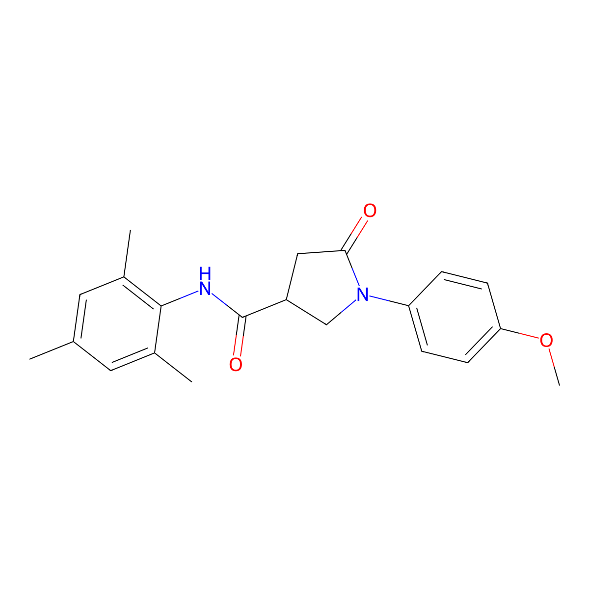 1-(4-methoxyphenyl)-5-oxo-N-(2,4,6-trimethylphenyl)pyrrolidine-3-carboxamide molecular structure, CAS 669696-47-3
