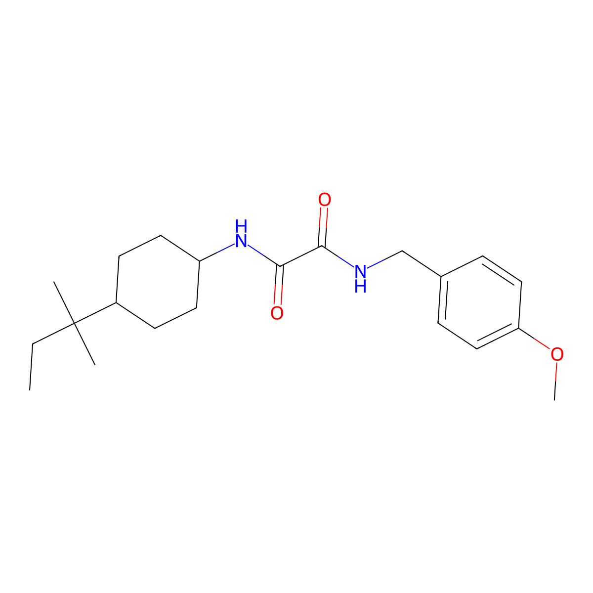 N-[(4-methoxyphenyl)methyl]-N'-[4-(2-methylbutan-2-yl)cyclohexyl]oxamide molecular structure, CAS 669696-60-0