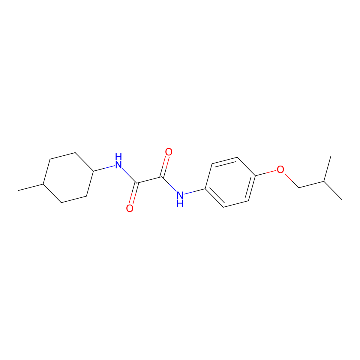 N-(4-methylcyclohexyl)-N'-[4-(2-methylpropoxy)phenyl]oxamide molecular structure, CAS 669696-61-1