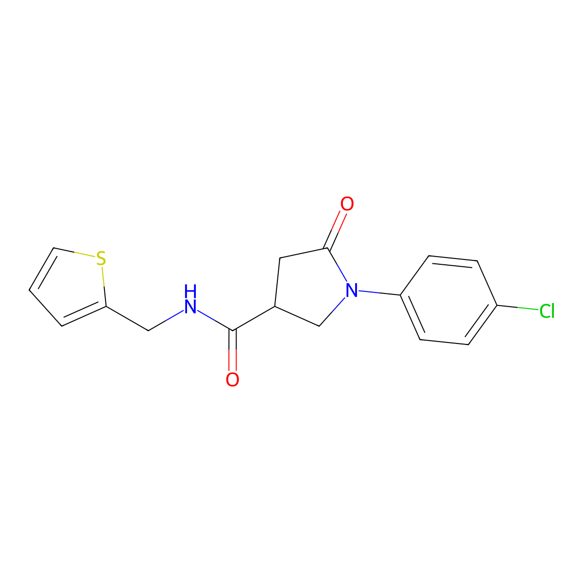 1-(4-chlorophenyl)-5-oxo-N-(thiophen-2-ylmethyl)pyrrolidine-3-carboxamide molecular structure, CAS 669696-73-5