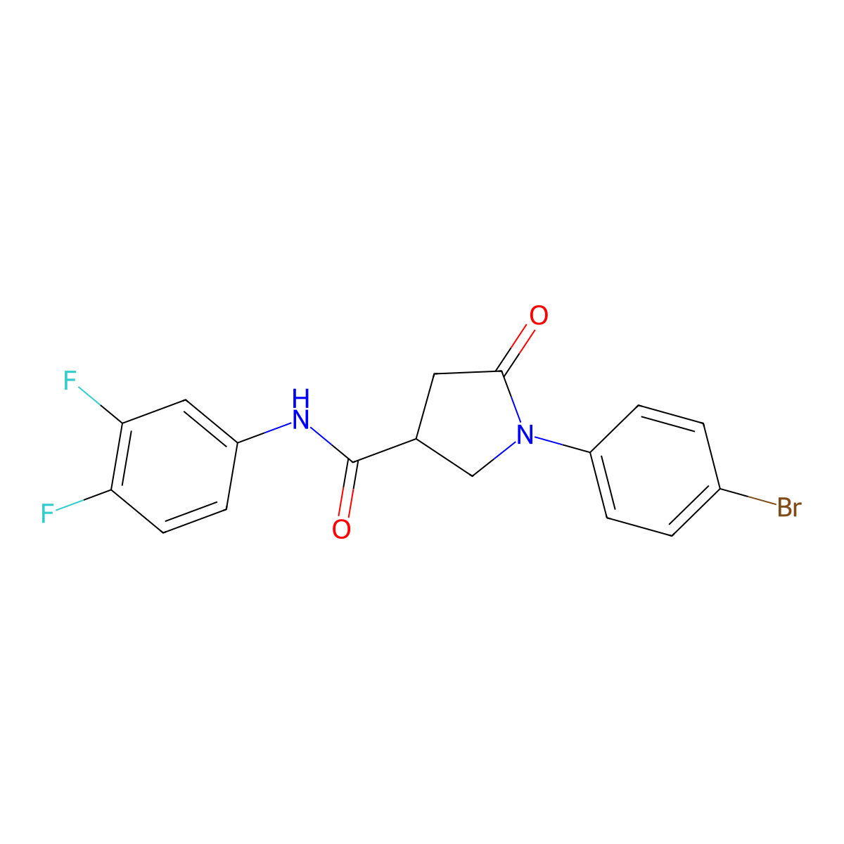 1-(4-bromophenyl)-N-(3,4-difluorophenyl)-5-oxopyrrolidine-3-carboxamide molecular structure, CAS 669696-80-4