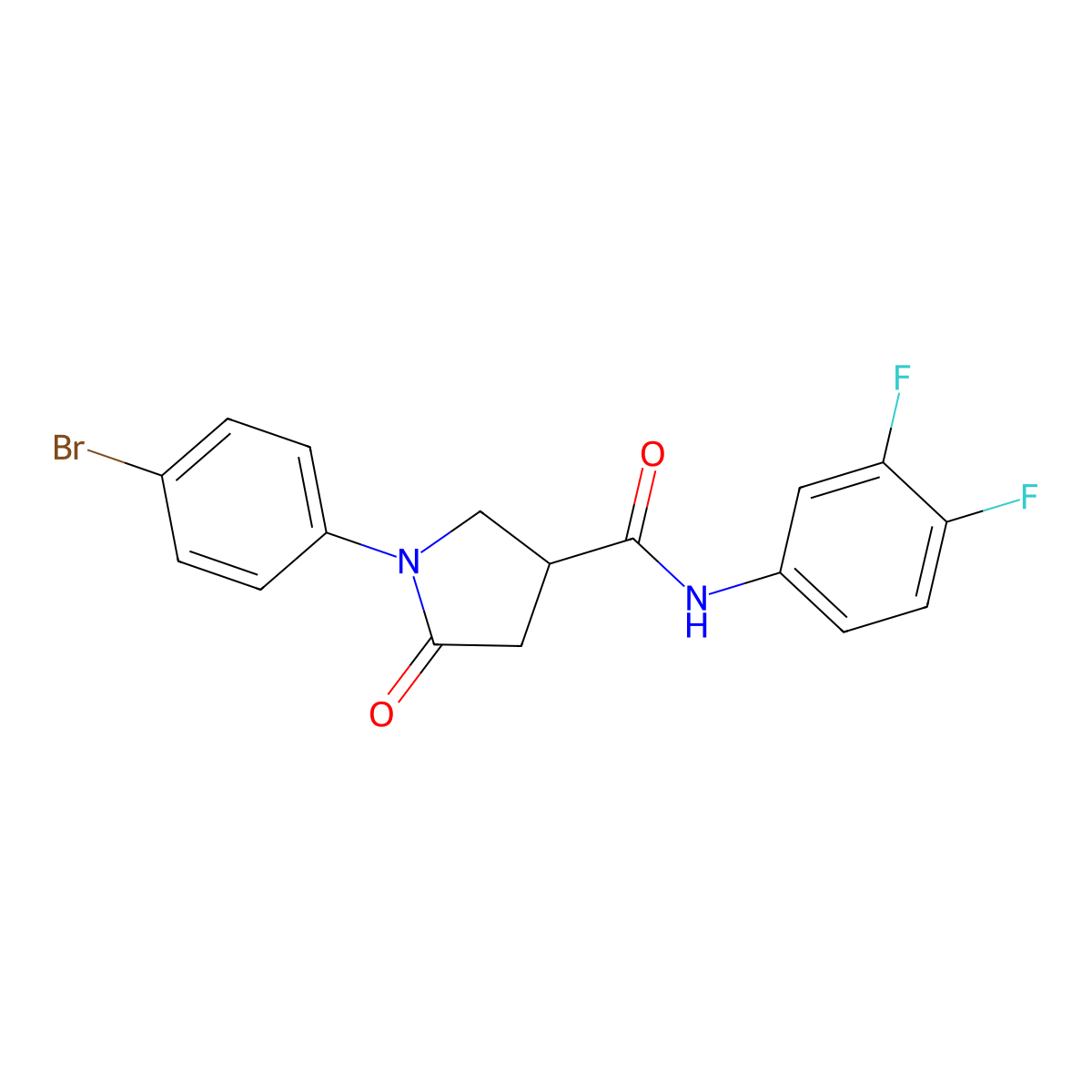 1-(4-bromophenyl)-N-(3,4-difluorophenyl)-5-oxopyrrolidine-3-carboxamide molecular structure, CAS 669696-80-4