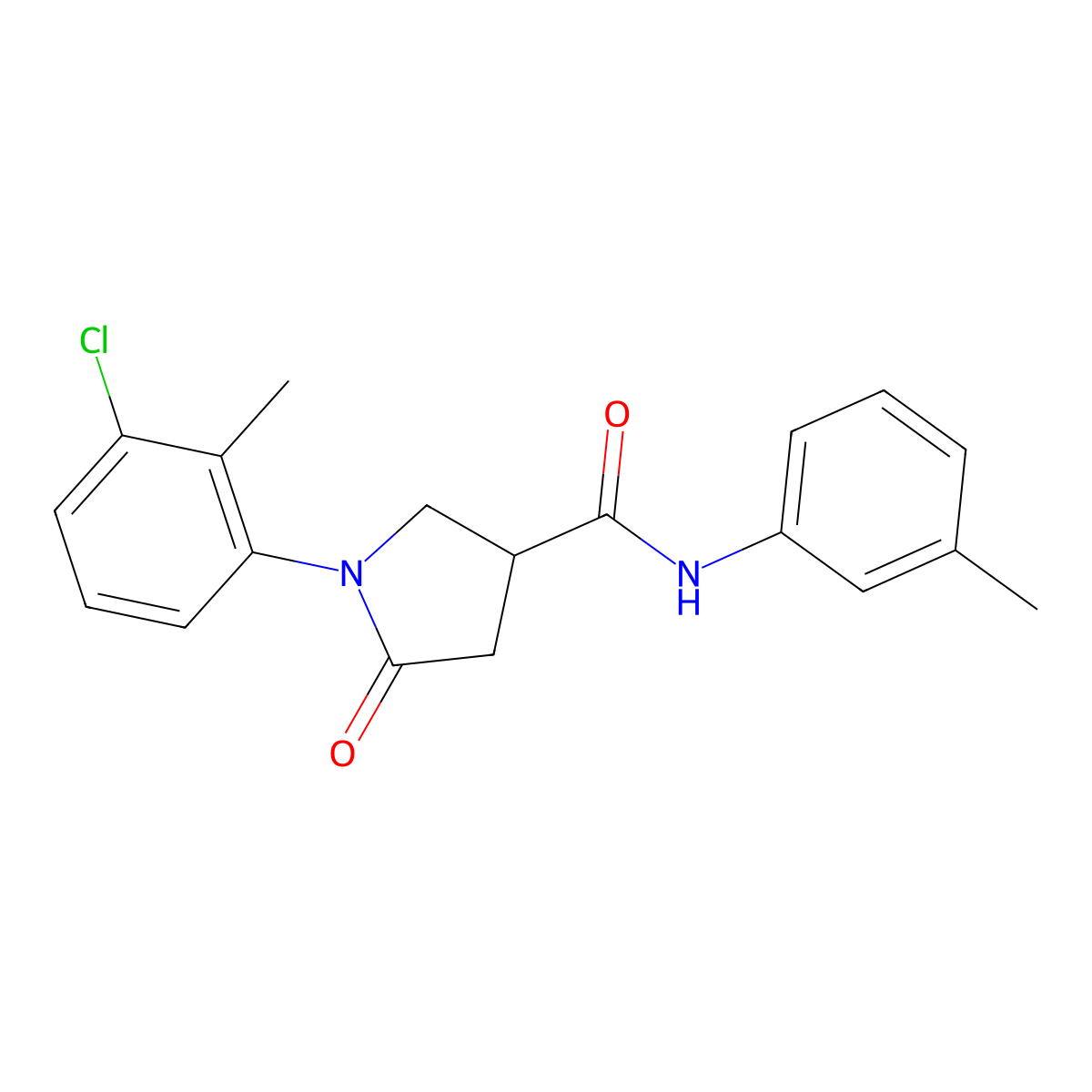 1-(3-chloro-2-methylphenyl)-N-(3-methylphenyl)-5-oxopyrrolidine-3-carboxamide molecular structure, CAS 669696-89-3