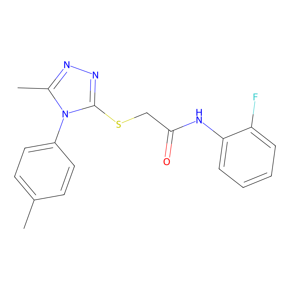 N-(2-fluorophenyl)-2-[[5-methyl-4-(4-methylphenyl)-1,2,4-triazol-3-yl]sulfanyl]acetamide molecular structure, CAS 669697-05-6