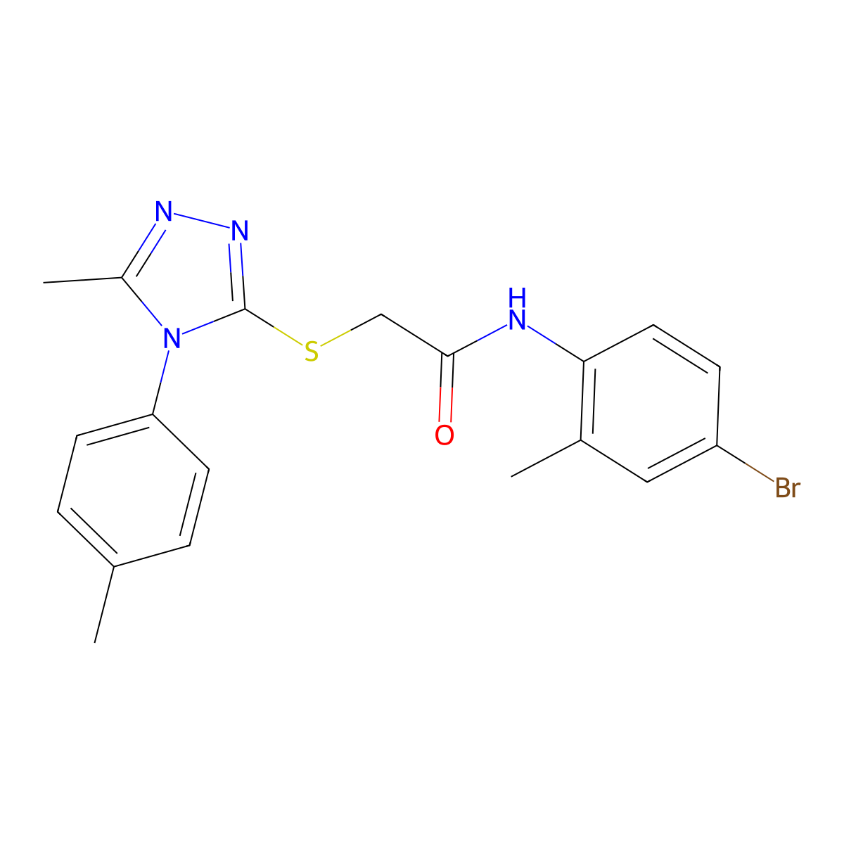 N-(4-bromo-2-methylphenyl)-2-[[5-methyl-4-(4-methylphenyl)-1,2,4-triazol-3-yl]sulfanyl]acetamide molecular structure, CAS 669697-07-8