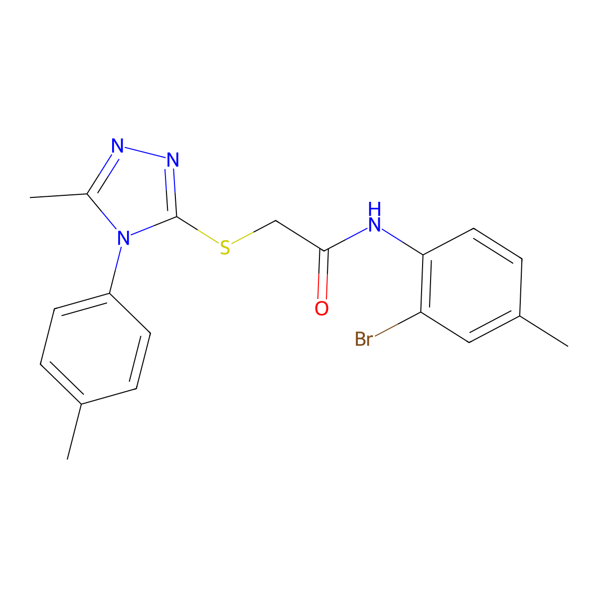 N-(2-bromo-4-methylphenyl)-2-[[5-methyl-4-(4-methylphenyl)-1,2,4-triazol-3-yl]sulfanyl]acetamide molecular structure, CAS 669697-08-9