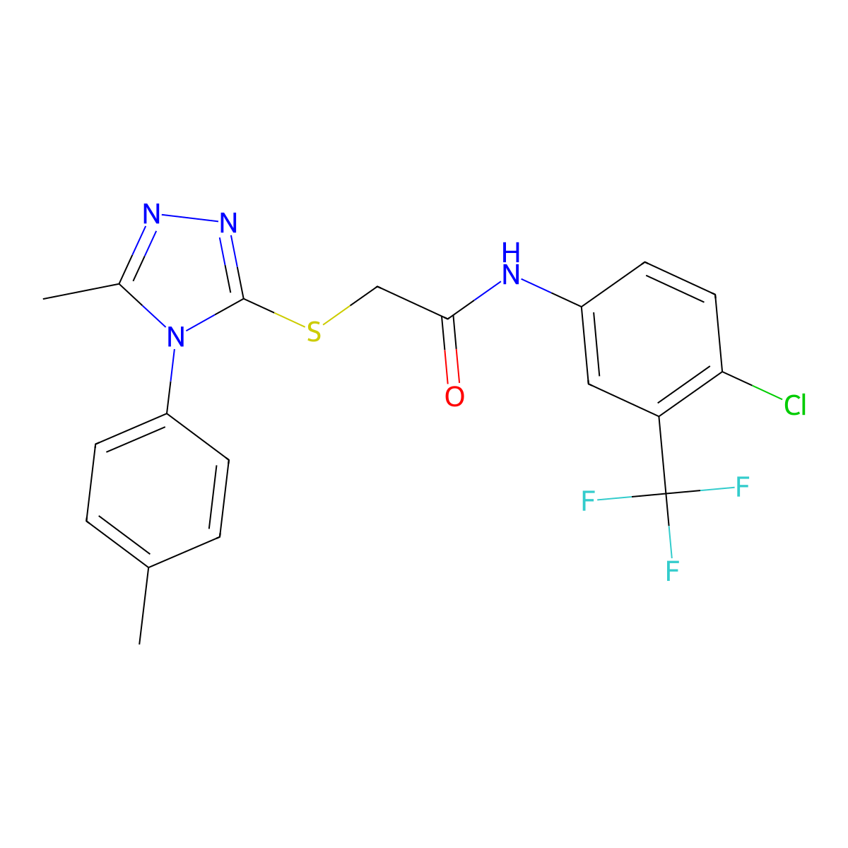 N-[4-chloro-3-(trifluoromethyl)phenyl]-2-[[5-methyl-4-(4-methylphenyl)-1,2,4-triazol-3-yl]sulfanyl]acetamide molecular structure, CAS 669697-09-0