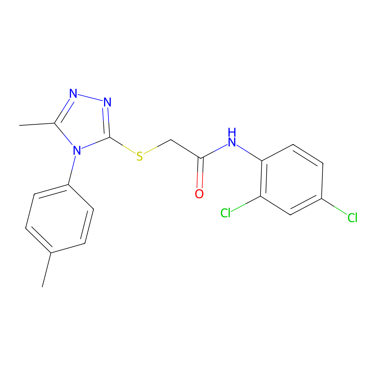 N-(2,4-dichlorophenyl)-2-[[5-methyl-4-(4-methylphenyl)-1,2,4-triazol-3-yl]sulfanyl]acetamide molecular structure, CAS 669697-10-3