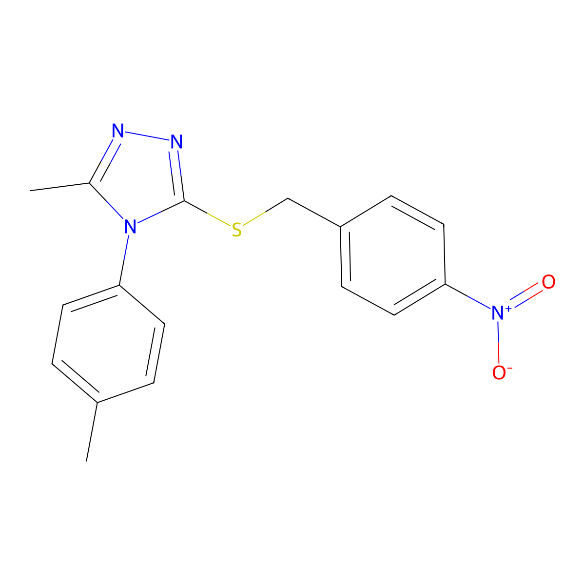 3-Methyl-4-(4-methylphenyl)-5-[(4-nitrophenyl)methylsulfanyl]-1,2,4-triazole molecular structure, CAS 669697-11-4