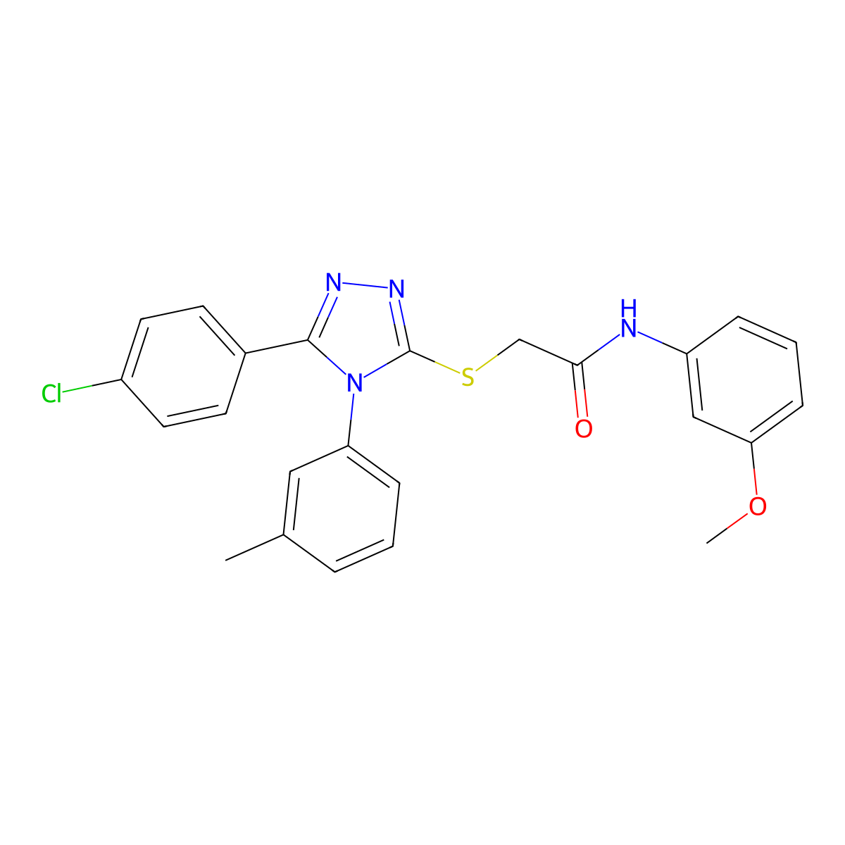 2-[[5-(4-chlorophenyl)-4-(3-methylphenyl)-1,2,4-triazol-3-yl]sulfanyl]-N-(3-methoxyphenyl)acetamide molecular structure, CAS 669697-15-8