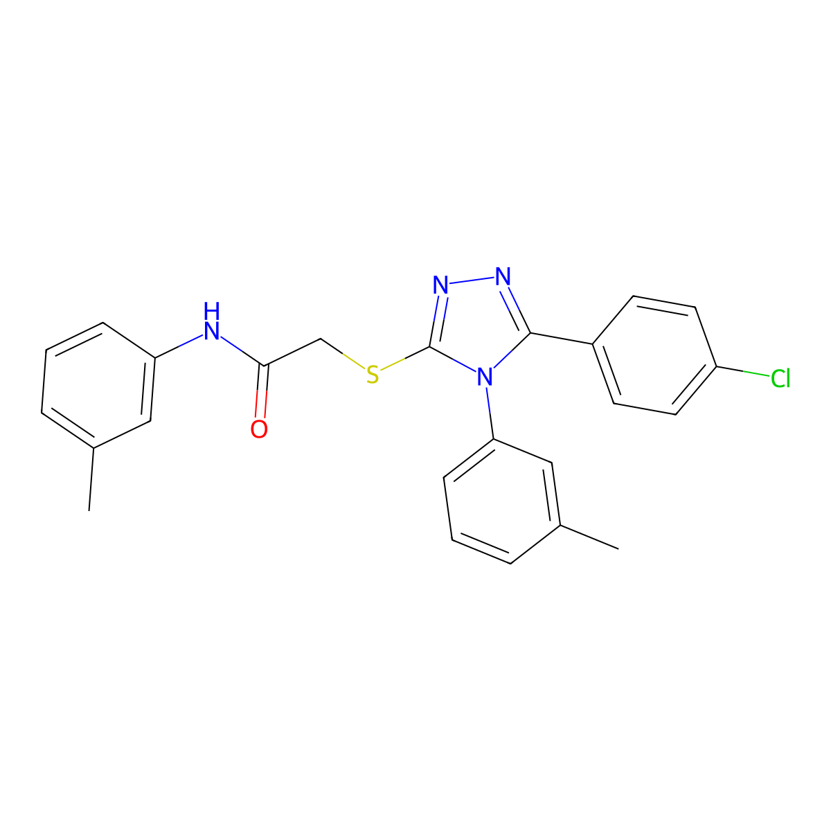 2-[[5-(4-chlorophenyl)-4-(3-methylphenyl)-1,2,4-triazol-3-yl]sulfanyl]-N-(3-methylphenyl)acetamide molecular structure, CAS 669697-16-9