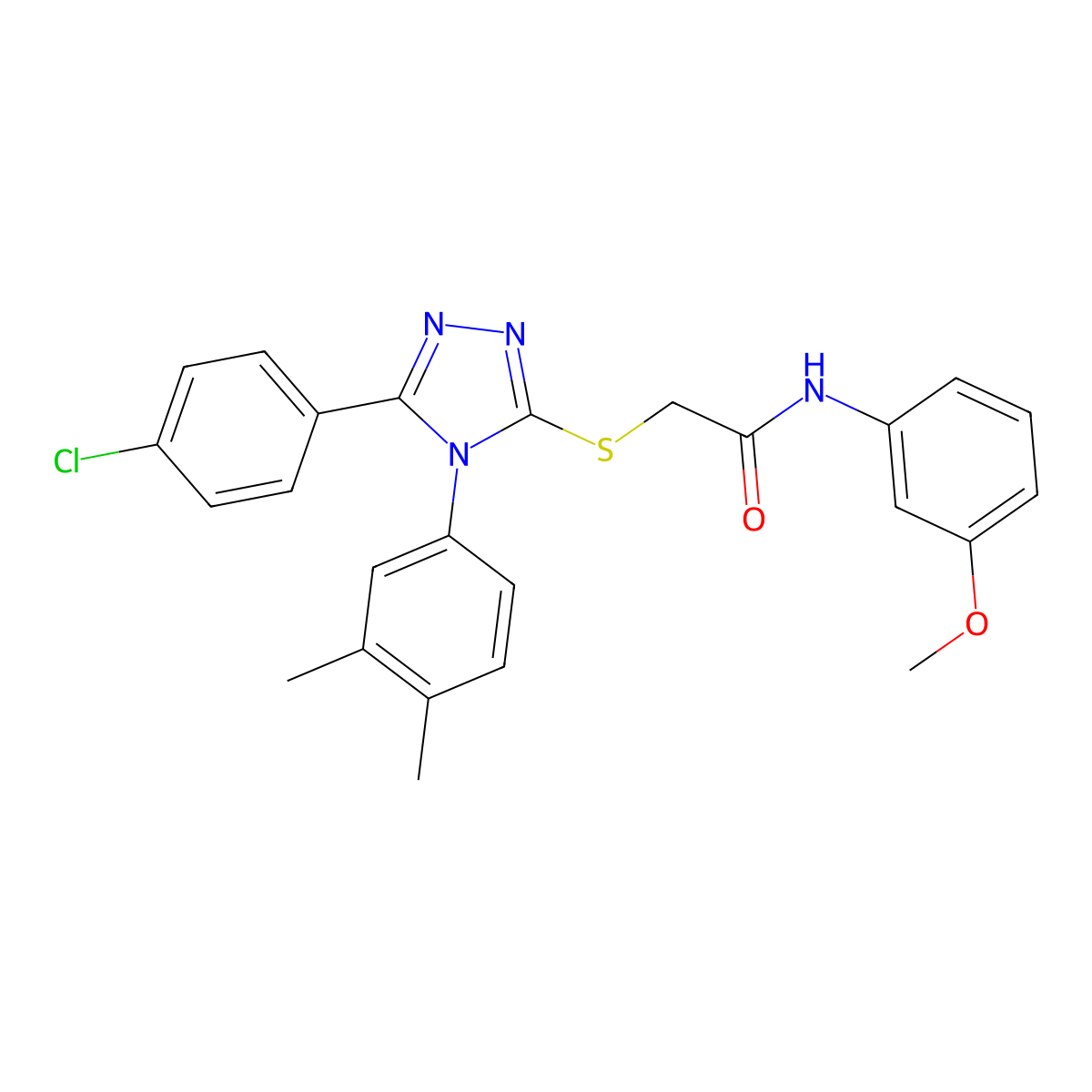 2-[[5-(4-chlorophenyl)-4-(3,4-dimethylphenyl)-1,2,4-triazol-3-yl]sulfanyl]-N-(3-methoxyphenyl)acetamide molecular structure, CAS 669697-19-2