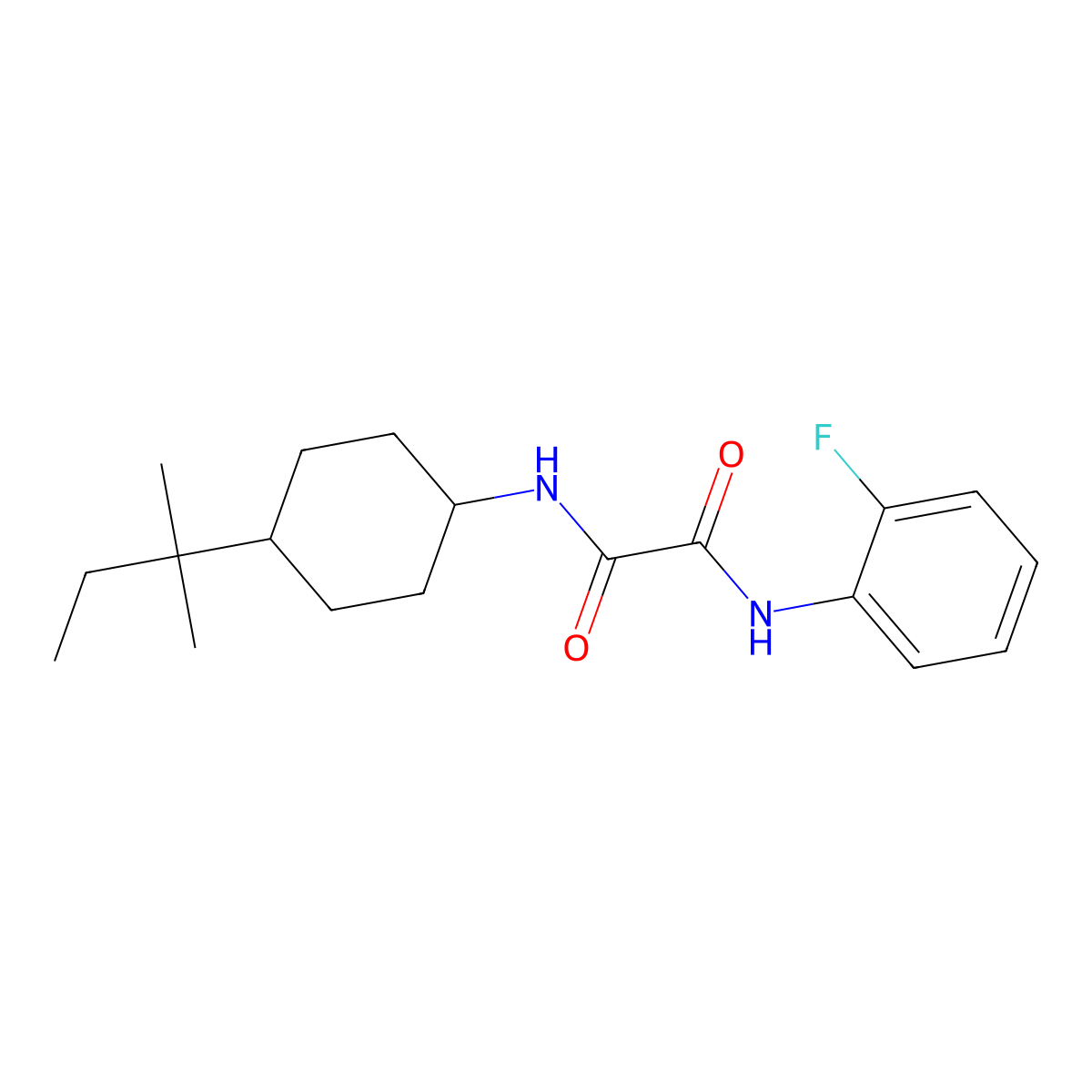 N'-(2-fluorophenyl)-N-[4-(2-methylbutan-2-yl)cyclohexyl]oxamide molecular structure, CAS 669697-70-5