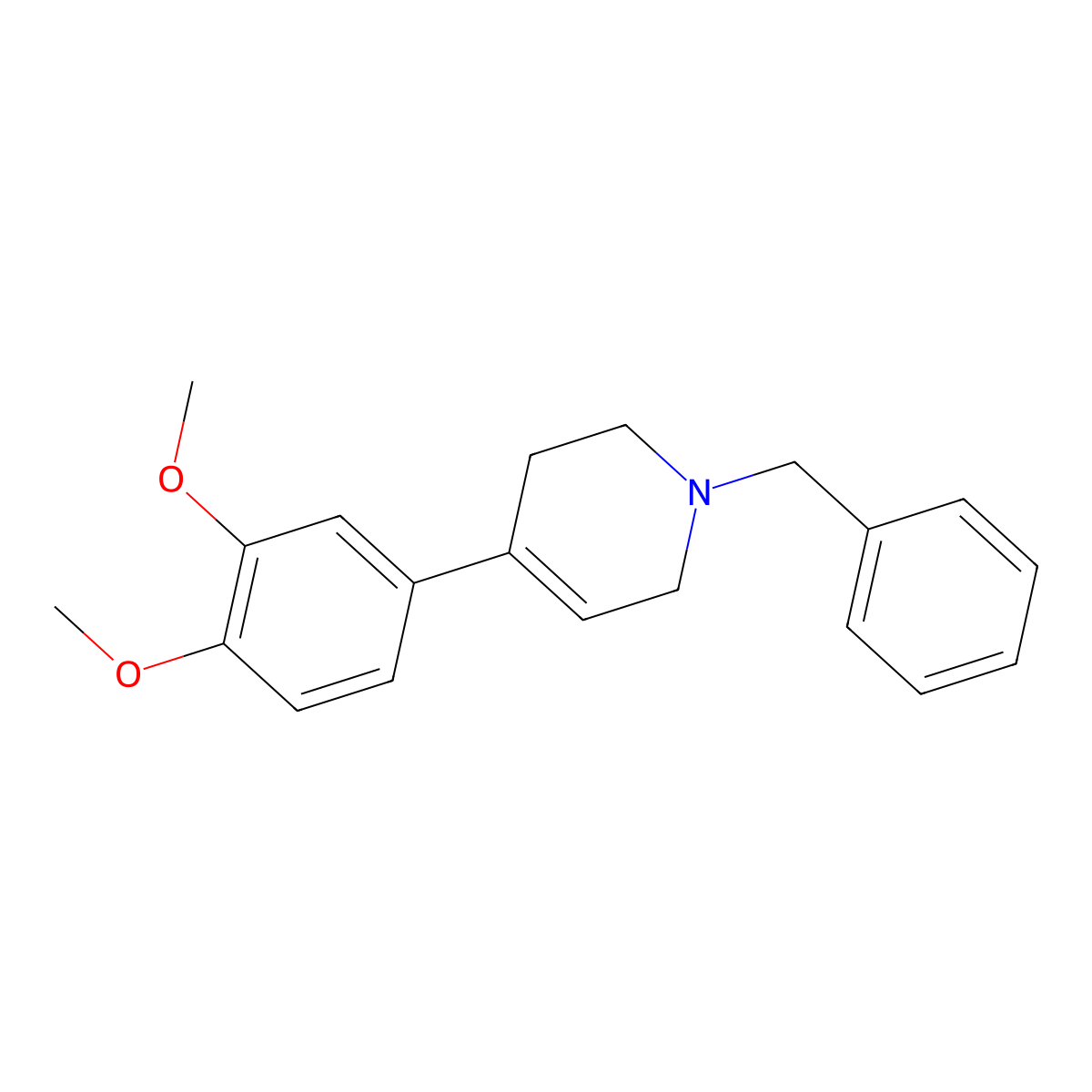 1-Benzyl-4-(3,4-dimethoxyphenyl)-1,2,3,6-tetrahydropyridine molecular structure, CAS 66970-77-2