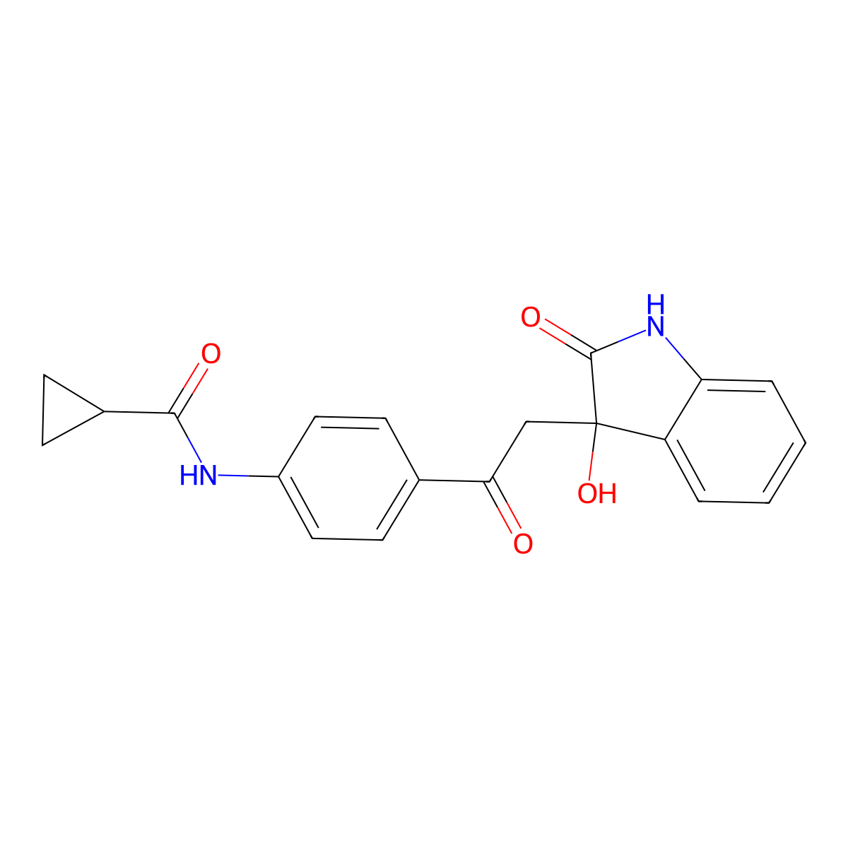 N-[4-[2-(3-hydroxy-2-oxo-1H-indol-3-yl)acetyl]phenyl]cyclopropanecarboxamide molecular structure, CAS 669701-85-3