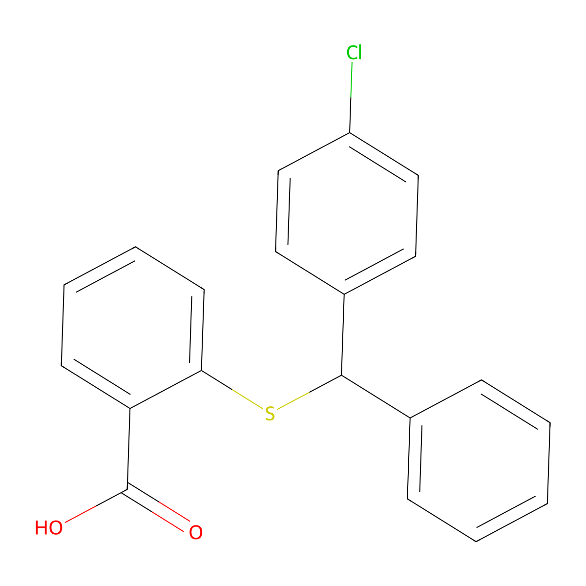 2-{[(4-Chlorophenyl)(phenyl)methyl]thio}benzoic acid molecular structure, CAS 669701-90-0