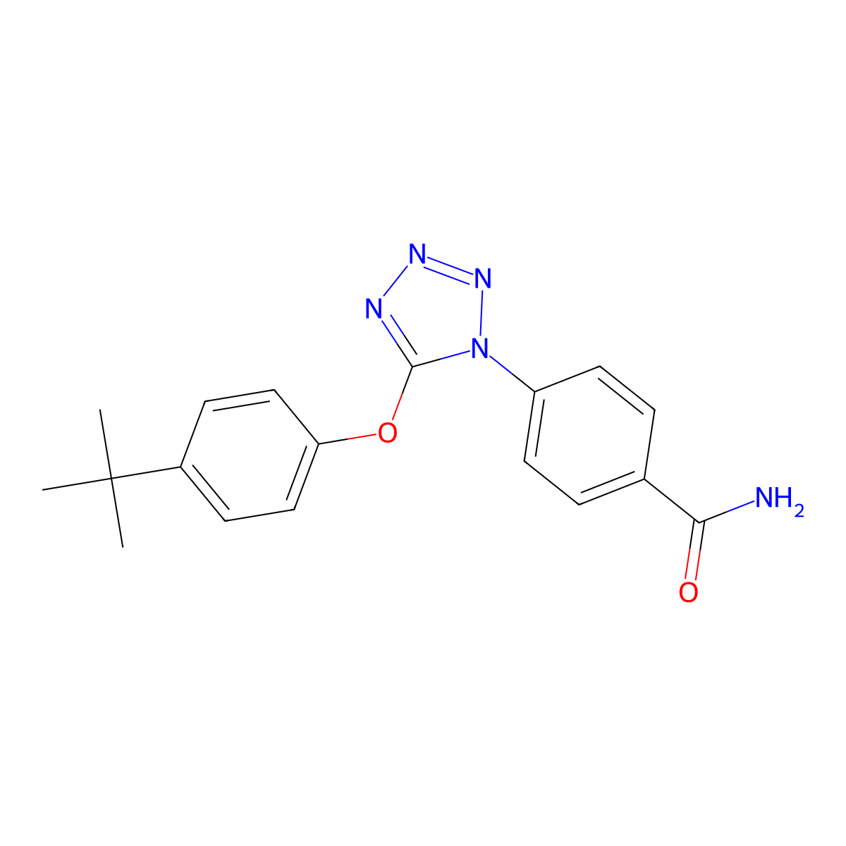 4-[5-(4-Tert-butylphenoxy)tetrazol-1-yl]benzamide molecular structure, CAS 669702-12-9