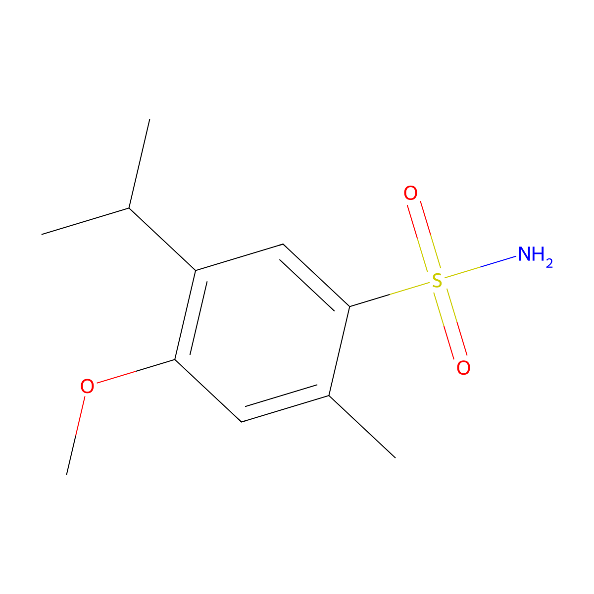 4-Methoxy-2-methyl-5-(propan-2-yl)benzene-1-sulfonamide molecular structure, CAS 669703-02-0