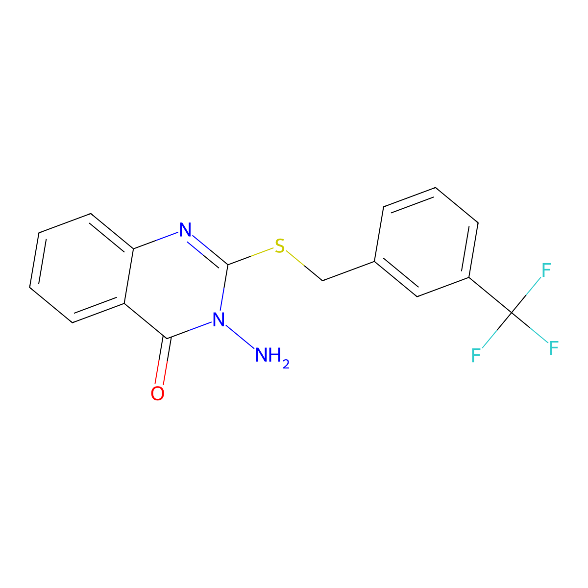 3-Amino-2-[[3-(trifluoromethyl)phenyl]methylsulfanyl]quinazolin-4-one molecular structure, CAS 669703-29-1