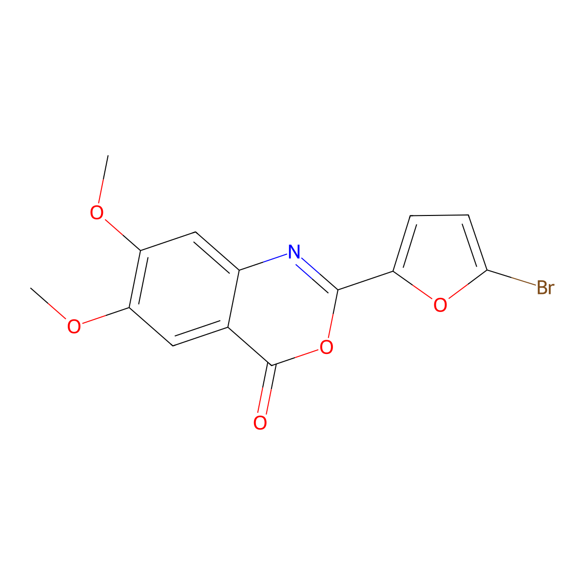 2-(5-bromo-2-furyl)-6,7-dimethoxy-4H-3,1-benzoxazin-4-one molecular structure, CAS 669704-03-4