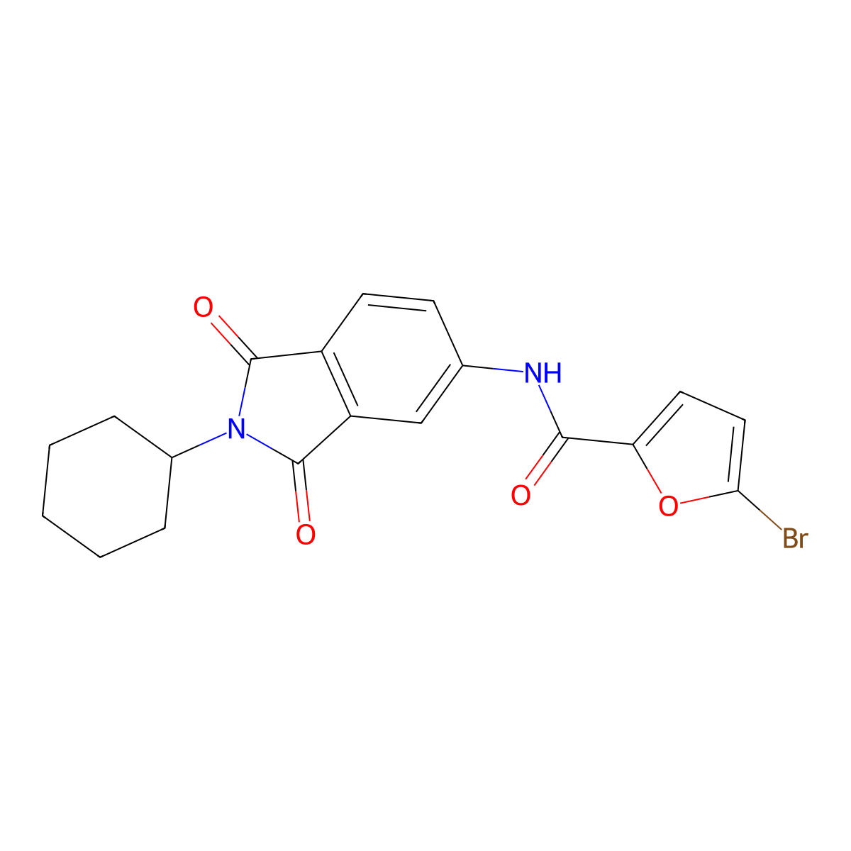 5-bromo-N-(2-cyclohexyl-1,3-dioxoisoindol-5-yl)furan-2-carboxamide molecular structure, CAS 669704-12-5