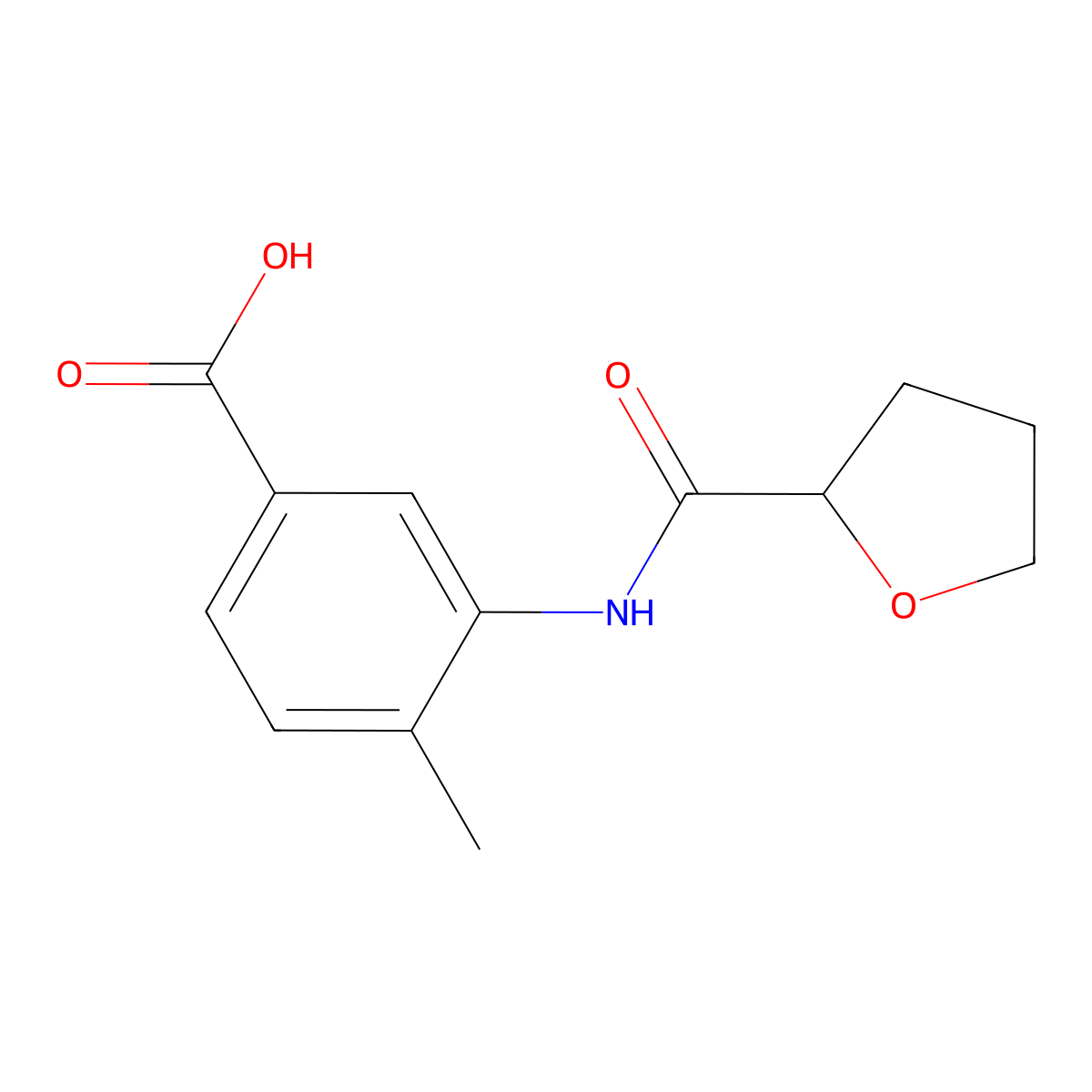 4-Methyl-3-(tetrahydrofuran-2-carboxamido)benzoic acid molecular structure, CAS 669704-14-7