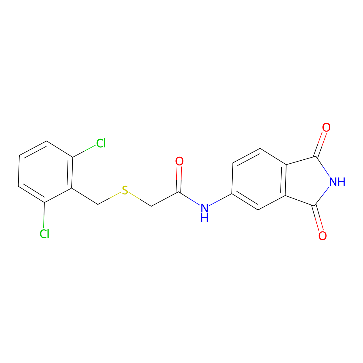 2-[(2,6-dichlorobenzyl)sulfanyl]-N-(1,3-dioxo-2,3-dihydro-1H-isoindol-5-yl)acetamide molecular structure, CAS 669704-15-8