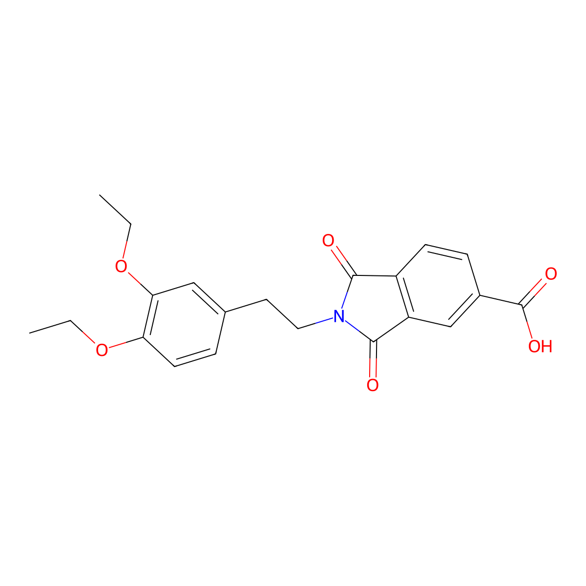 2-[2-(3,4-diethoxyphenyl)ethyl]-1,3-dioxo-2,3-dihydro-1H-isoindole-5-carboxylic acid molecular structure, CAS 669704-43-2