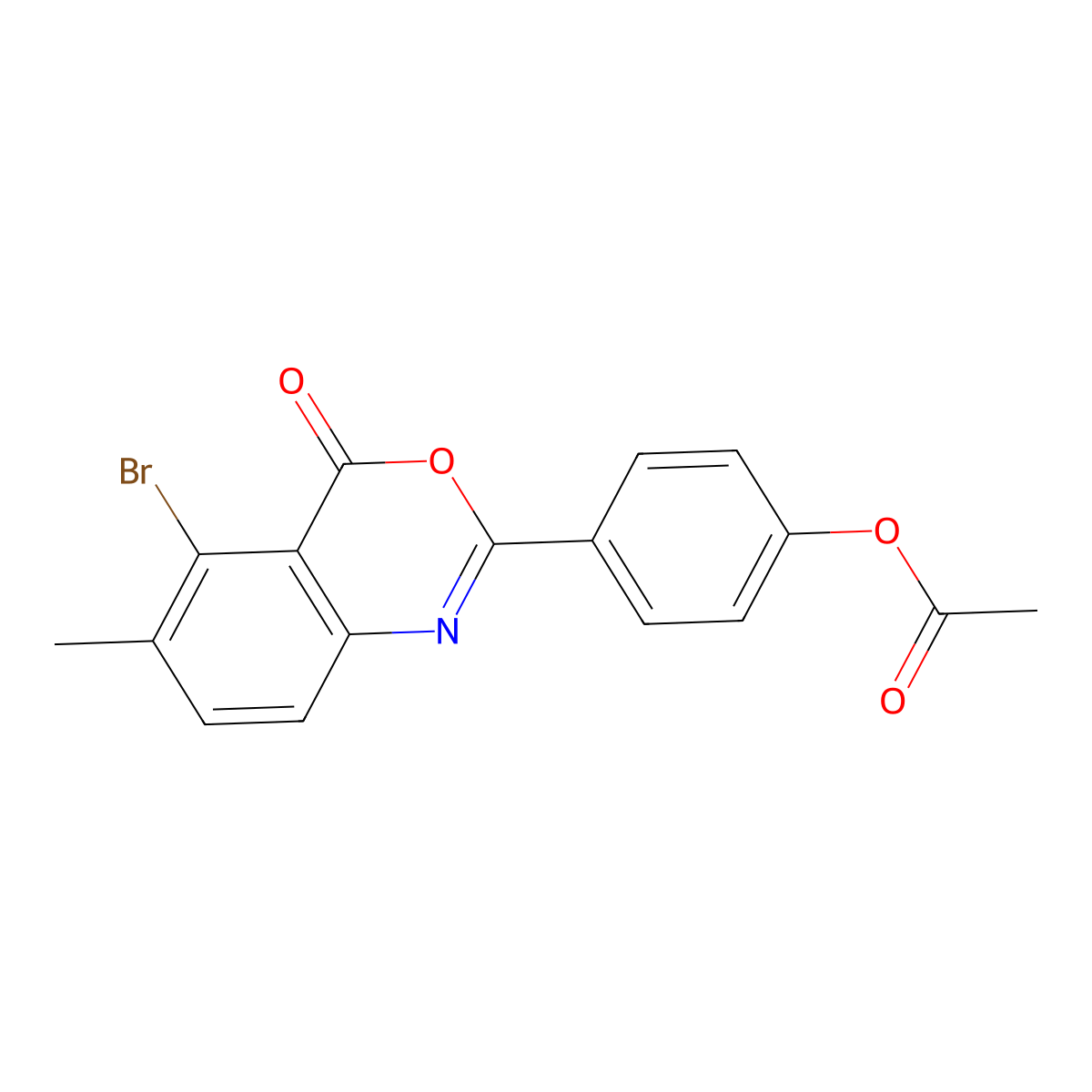 4-(5-bromo-6-methyl-4-oxo-4H-3,1-benzoxazin-2-yl)phenyl acetate molecular structure, CAS 669704-51-2