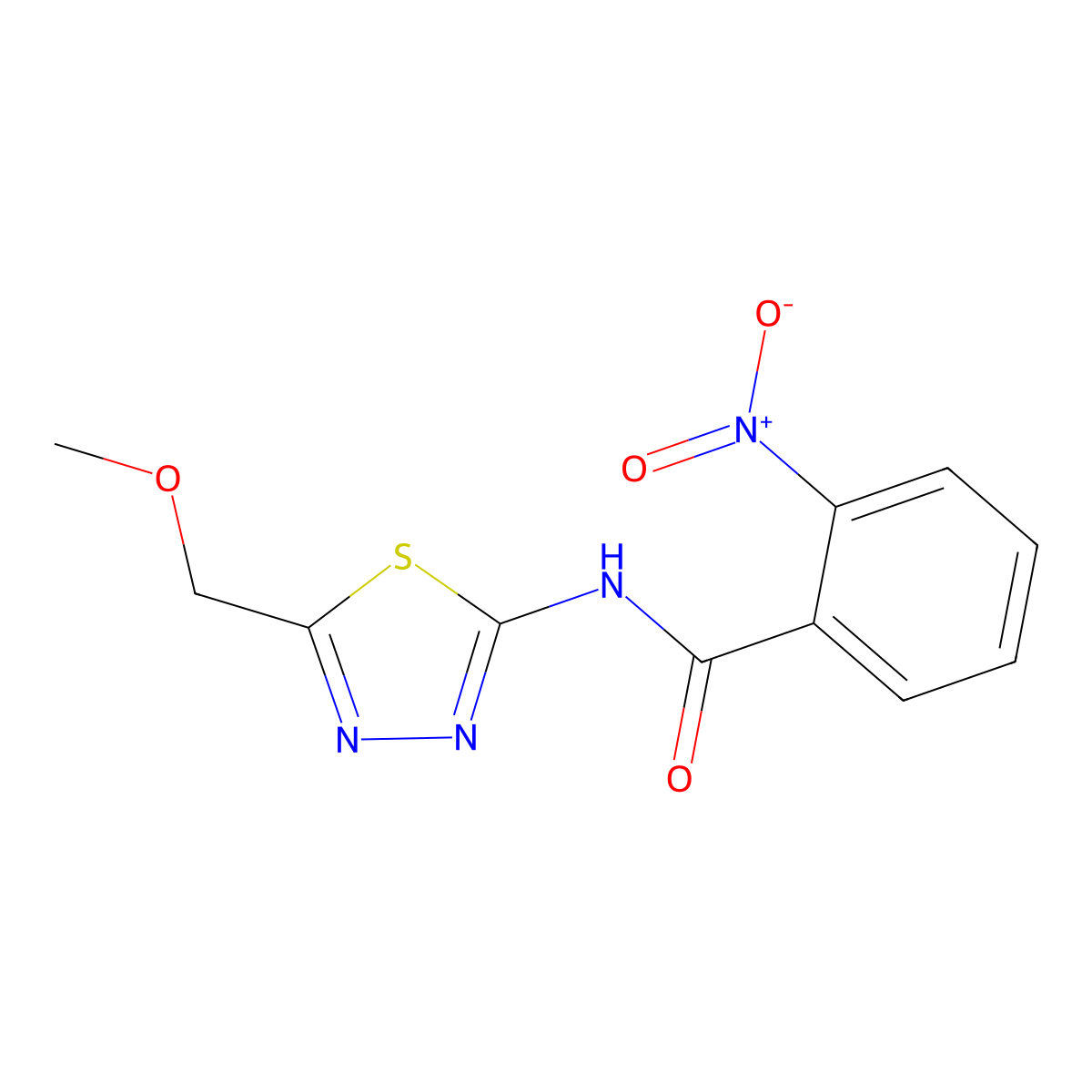 N-[5-(methoxymethyl)-1,3,4-thiadiazol-2-yl]-2-nitrobenzamide molecular structure, CAS 669704-66-9
