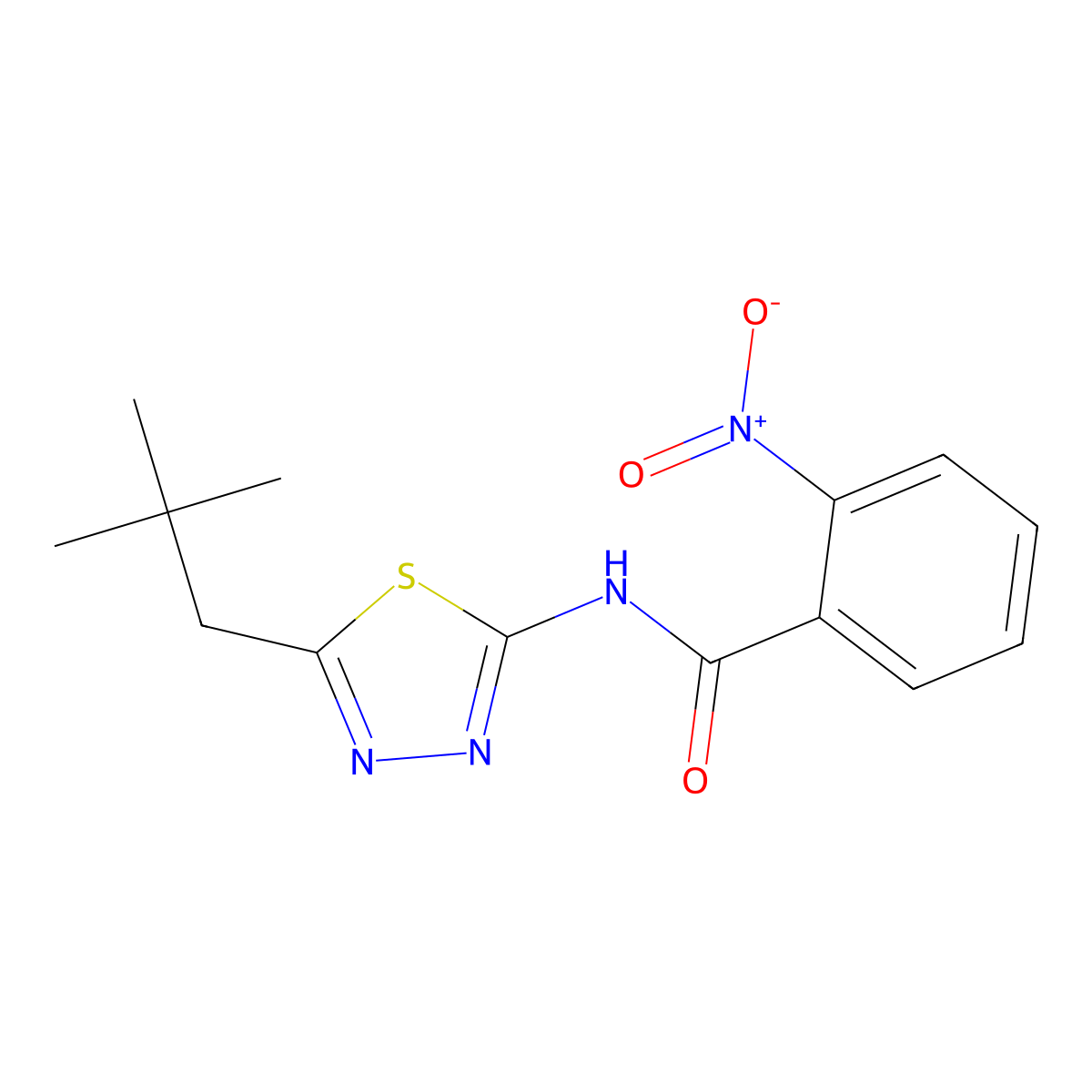 N-[5-(2,2-dimethylpropyl)-1,3,4-thiadiazol-2-yl]-2-nitrobenzamide molecular structure, CAS 669704-68-1