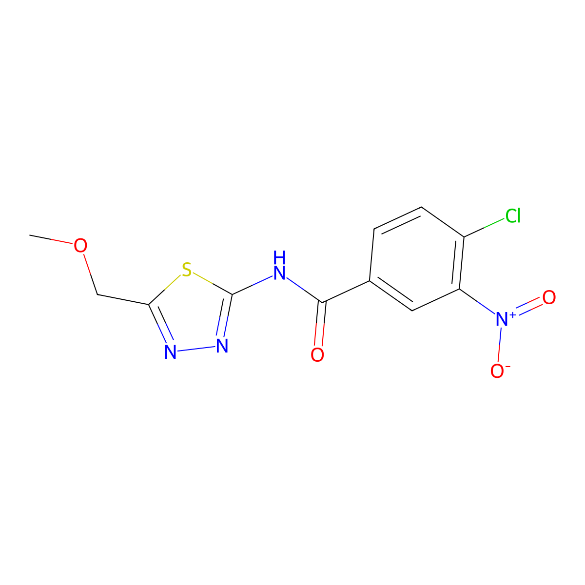 4-chloro-N-[5-(methoxymethyl)-1,3,4-thiadiazol-2-yl]-3-nitrobenzamide molecular structure, CAS 669704-72-7