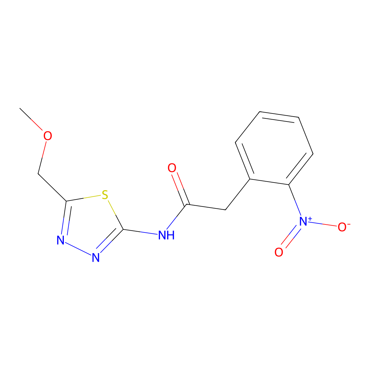 N-[5-(methoxymethyl)-1,3,4-thiadiazol-2-yl]-2-(2-nitrophenyl)acetamide molecular structure, CAS 669704-80-7