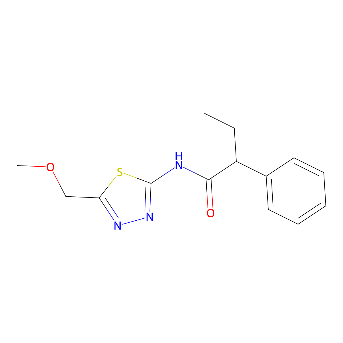 N-[5-(methoxymethyl)-1,3,4-thiadiazol-2-yl]-2-phenylbutanamide molecular structure, CAS 669704-81-8