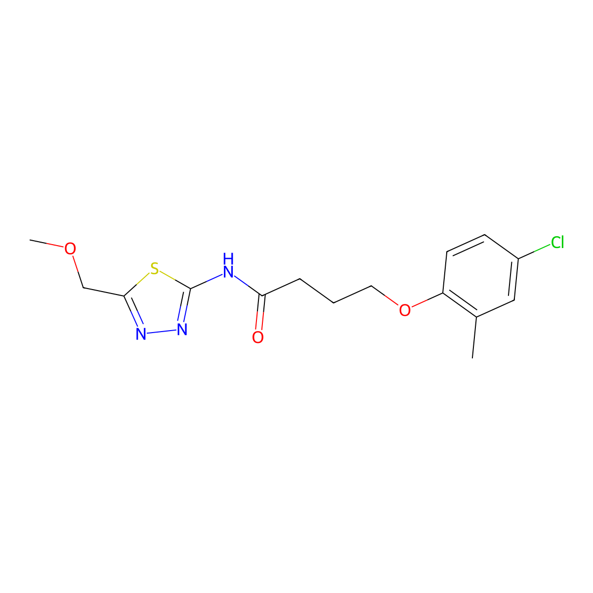 4-(4-chloro-2-methylphenoxy)-N-[5-(methoxymethyl)-1,3,4-thiadiazol-2-yl]butanamide molecular structure, CAS 669704-87-4