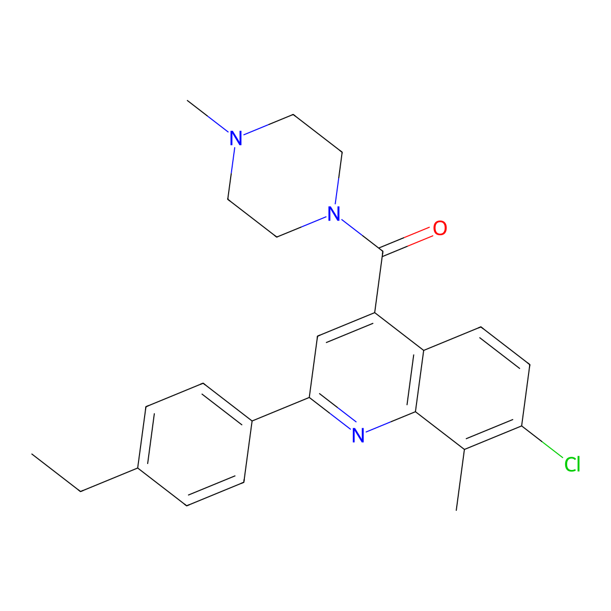 [7-Chloro-2-(4-ethylphenyl)-8-methylquinolin-4-yl](4-methylpiperazin-1-yl)methanone molecular structure, CAS 669704-92-1