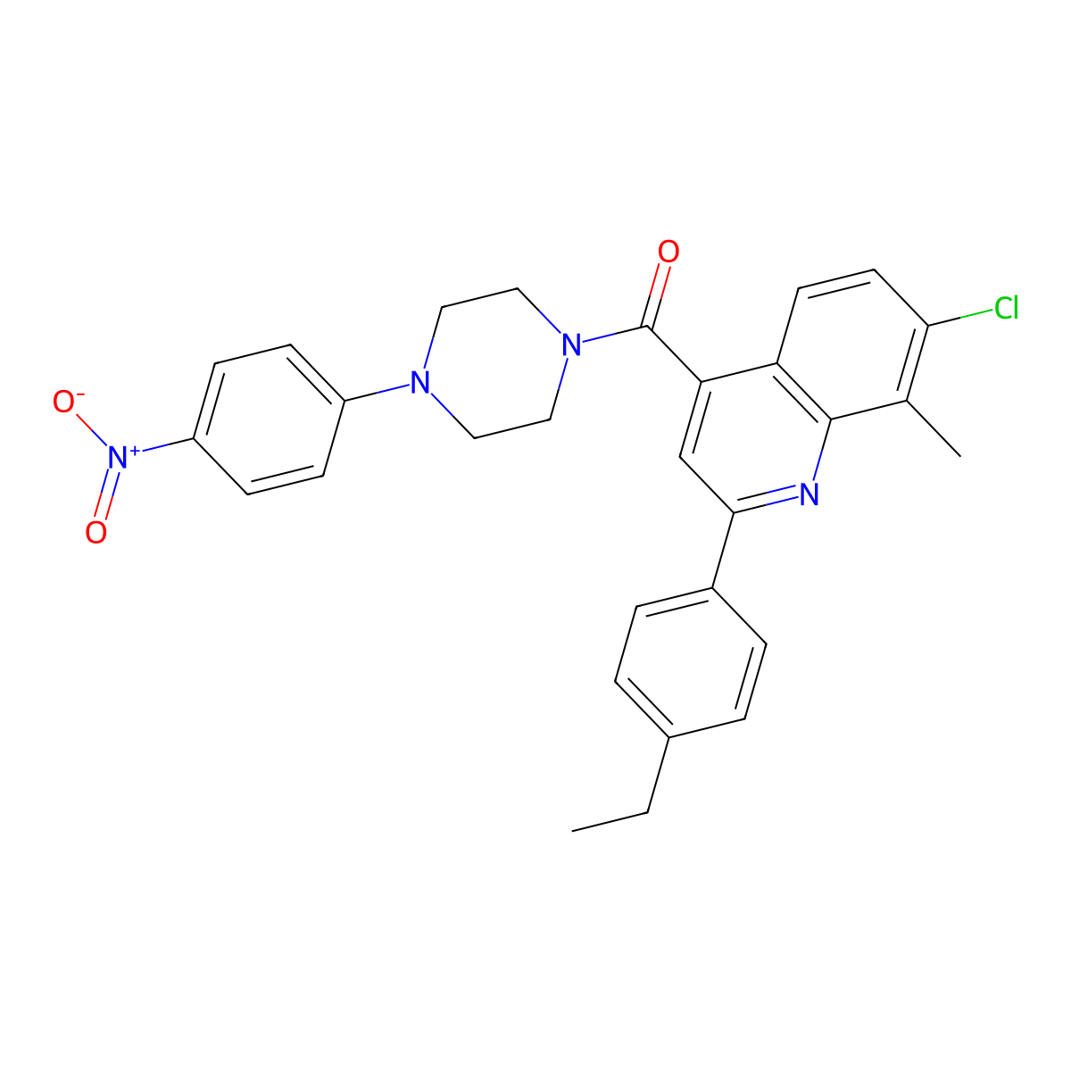 [7-Chloro-2-(4-ethylphenyl)-8-methylquinolin-4-yl][4-(4-nitrophenyl)piperazin-1-yl]methanone molecular structure, CAS 669704-94-3