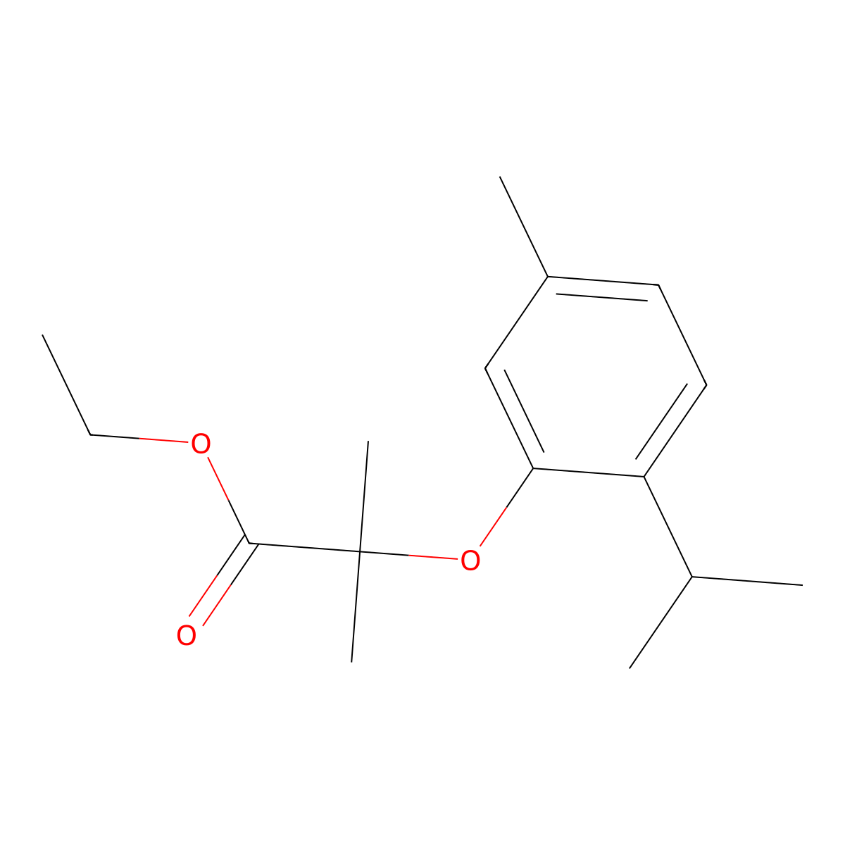 Ethyl 2-methyl-2-[5-methyl-2-(methylethyl)phenoxy]propanoate molecular structure, CAS 669704-98-7