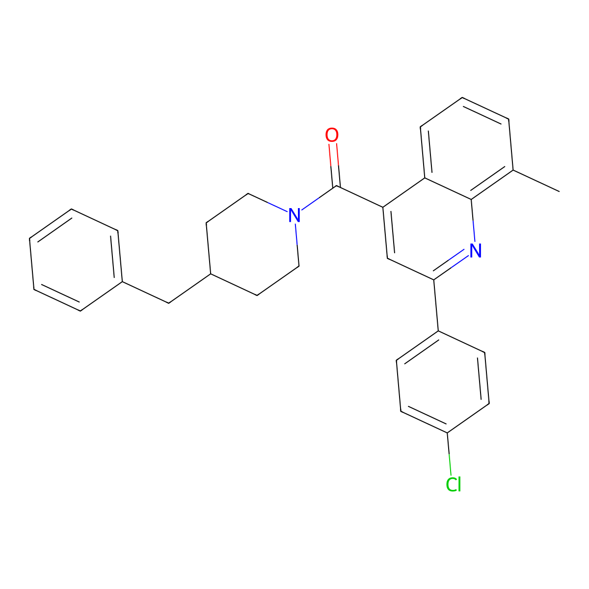 (4-Benzylpiperidin-1-yl)[2-(4-chlorophenyl)-8-methylquinolin-4-yl]methanone molecular structure, CAS 669705-04-8