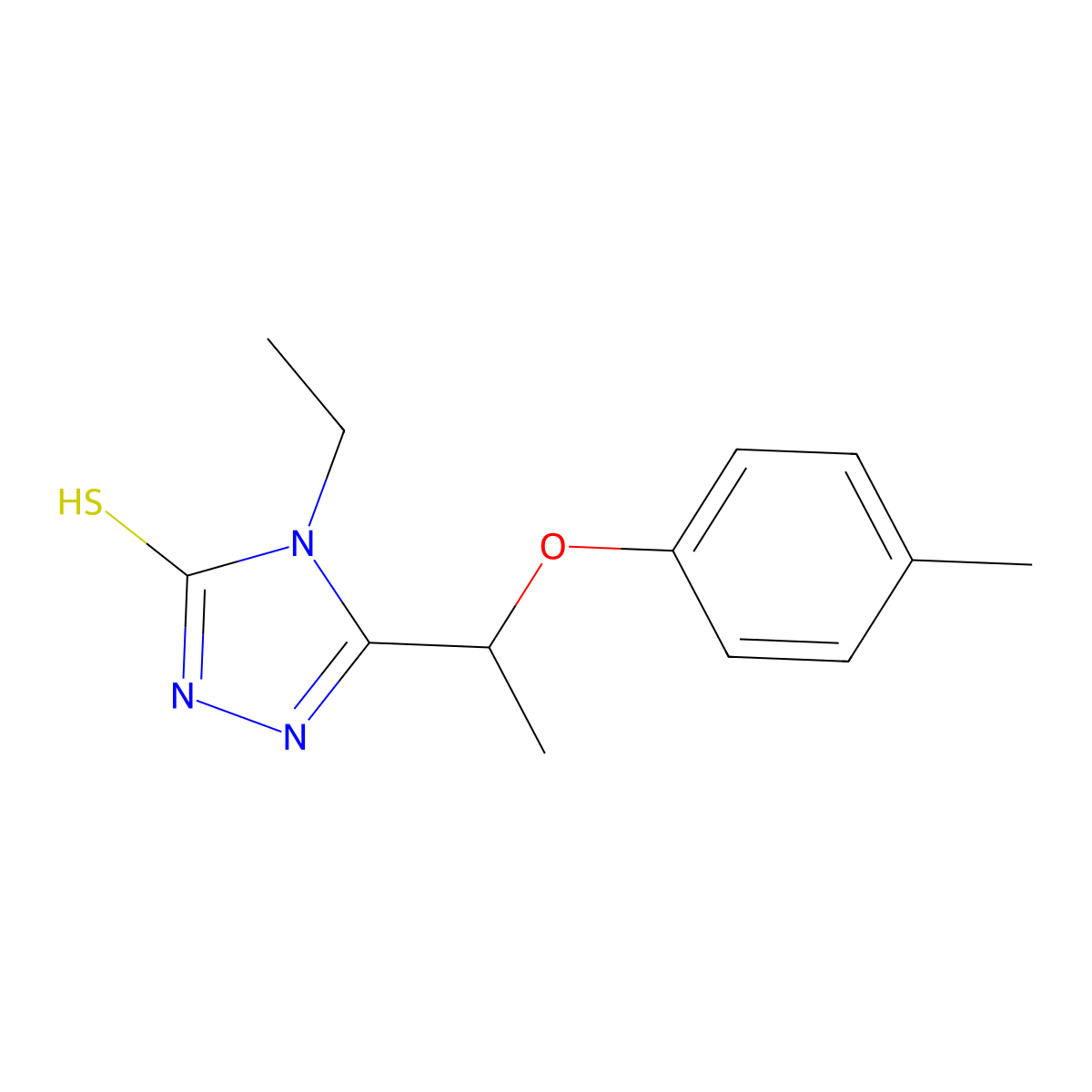 4-ethyl-5-[1-(4-methylphenoxy)ethyl]-4H-1,2,4-triazole-3-thiol molecular structure, CAS 669705-05-9