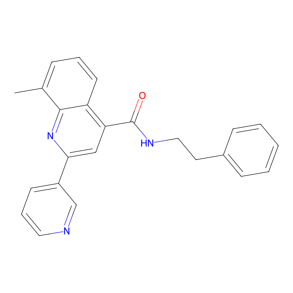 8-methyl-N-(2-phenylethyl)-2-(pyridin-3-yl)quinoline-4-carboxamide molecular structure, CAS 669705-23-1